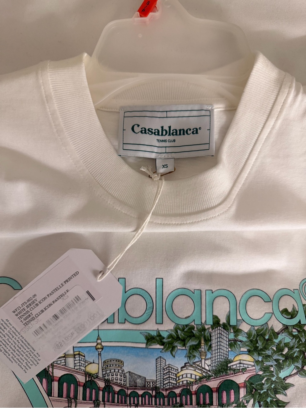 Casablanca Tennis Club White Jersey T-Shirt - Picture 2 of 2
